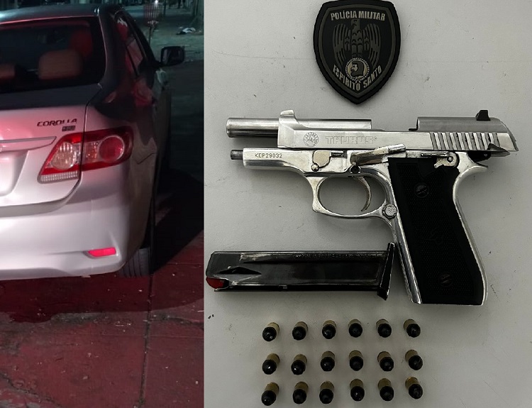 PM apreende pistola no Interlagos. Motorista é levado para a 16ª Regional de Linhares