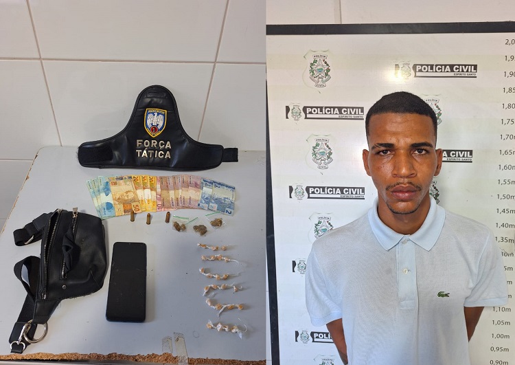 Beco dos Primos: homem detido e droga e dinheiro apreendidos pela Força Tática em Linhares