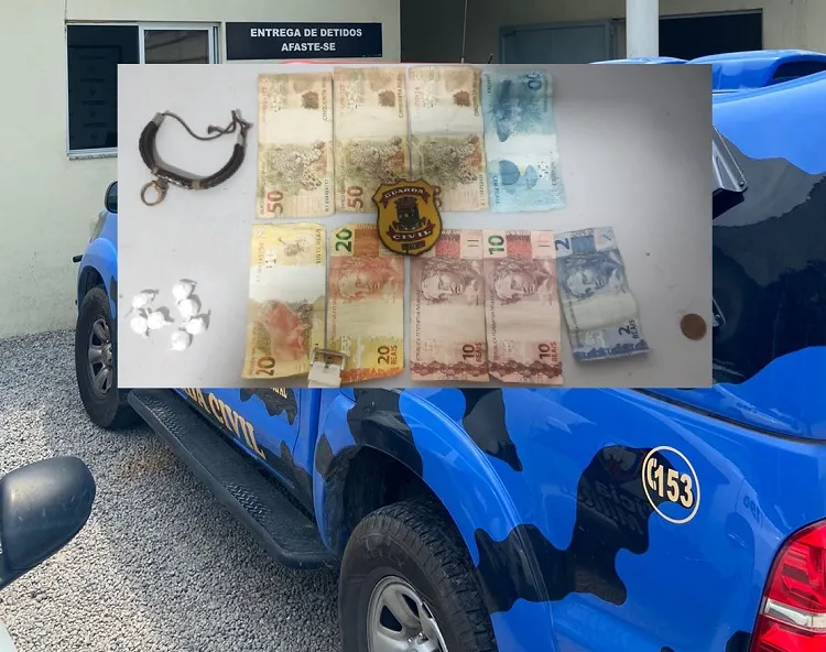 GCM apreende cocaína e detém homem já conhecido da guarnição, no Centro de Linhares 
