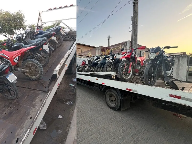Sooretama: Motos barulhentas lotam guinchos durante ação da PM. Teve até descarga recolhida