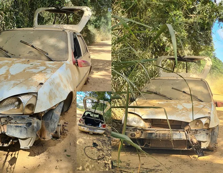 Carro depenado no interior de Linhares. “15 dias aqui”