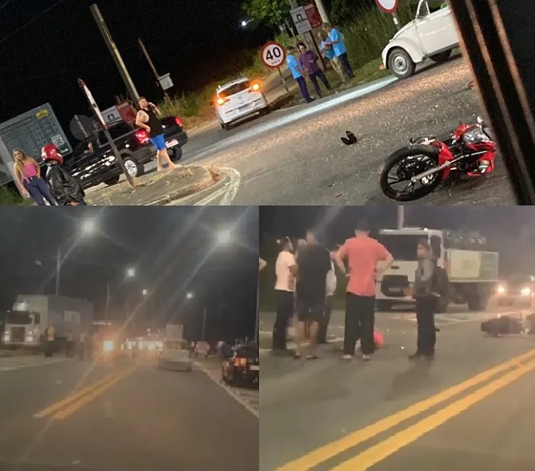 Acidente com moto, e vítimas socorridas. BR-101, Linhares