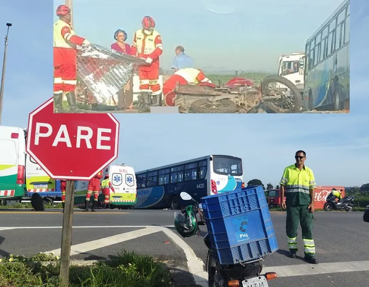 BR-101: Mulher morre em acidente entre moto e ônibus em Sooretama