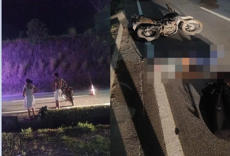 Motociclista “passa direto” em Avenida, e cai na lateral da BR-101, em Linhares