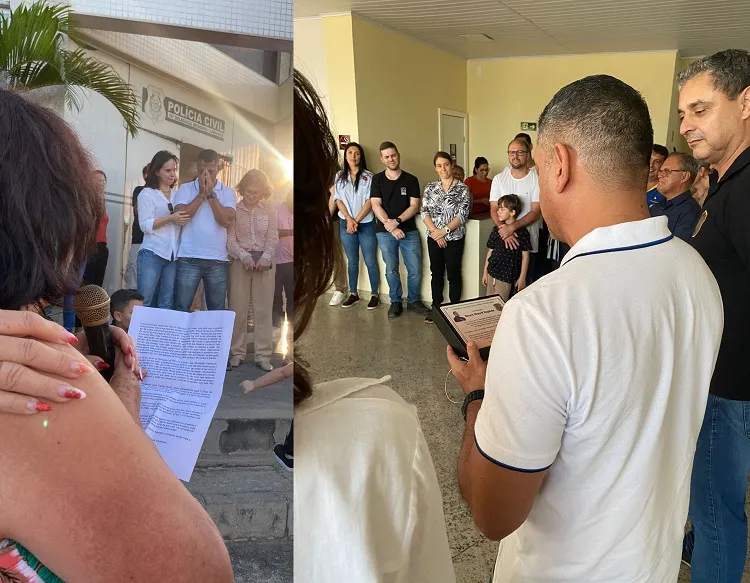 Emoção no último dia de trabalho de Rones na 16ª DR de Linhares. O PC que agora se aposentou
