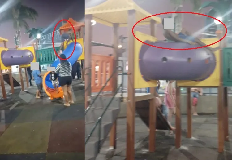 “Aí não dá, né?”: Cena de uso errado de brinquedos em praça de Linhares