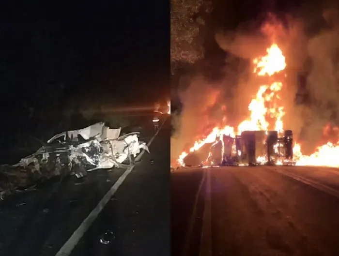 BR-101: Acidente com morte em Sooretama, envolveu 2 caminhões e um carro de passeio