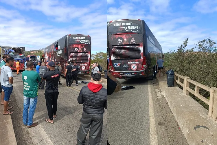 Acidente envolvendo ônibus de César Menotti e Fabiano: Show no ES é adiado
