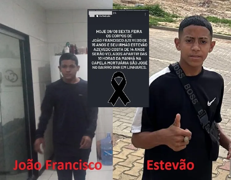 Luto: Linhares vela irmãos João Francisco e Estevão, vítimas da violência