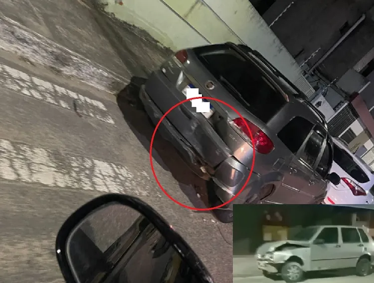 Carro estacionado é atingido por veículo em movimento em Linhares