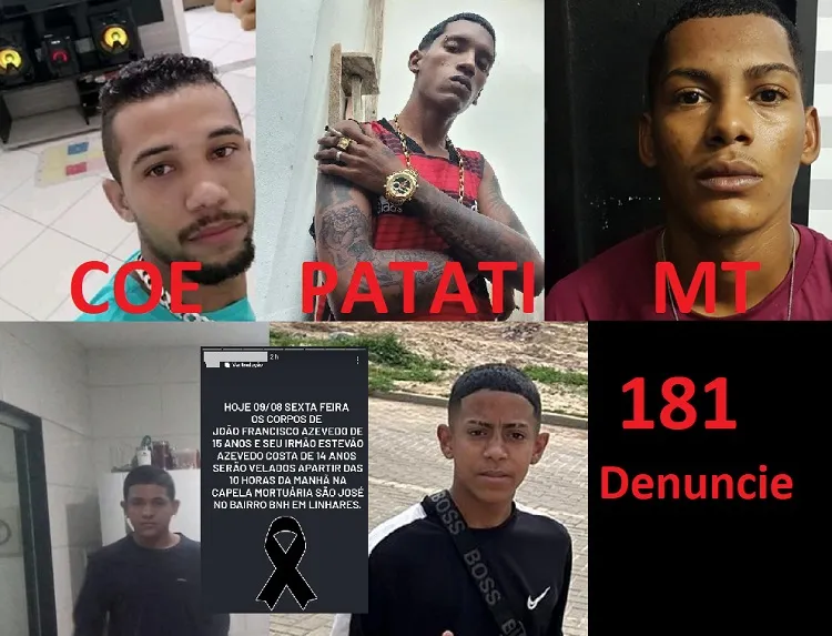 MT, Patati e Coe: PC pede ajuda para localizar envolvidos no duplo homicídio que vitimou irmãos no Jocafe 1, Linhares