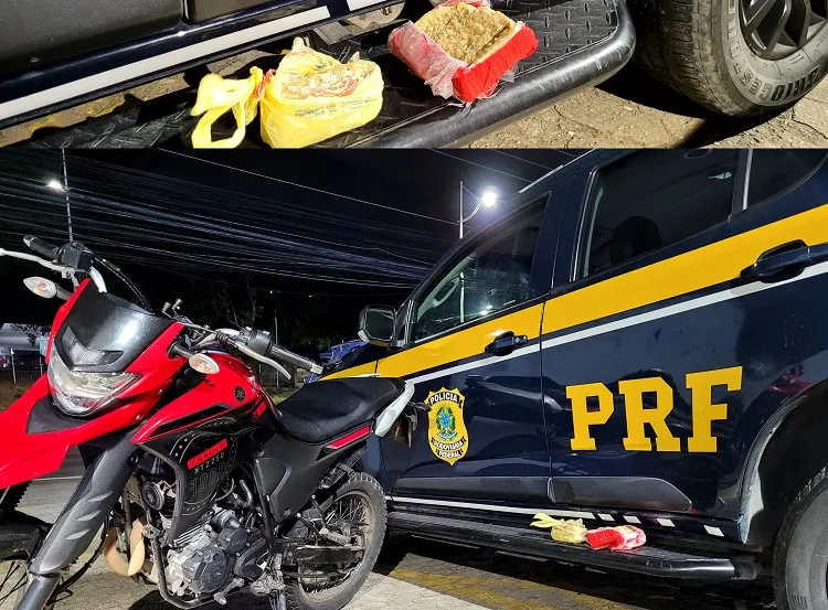 Na moto: 775g de crack e moto apreendidos pela PRF na Serra