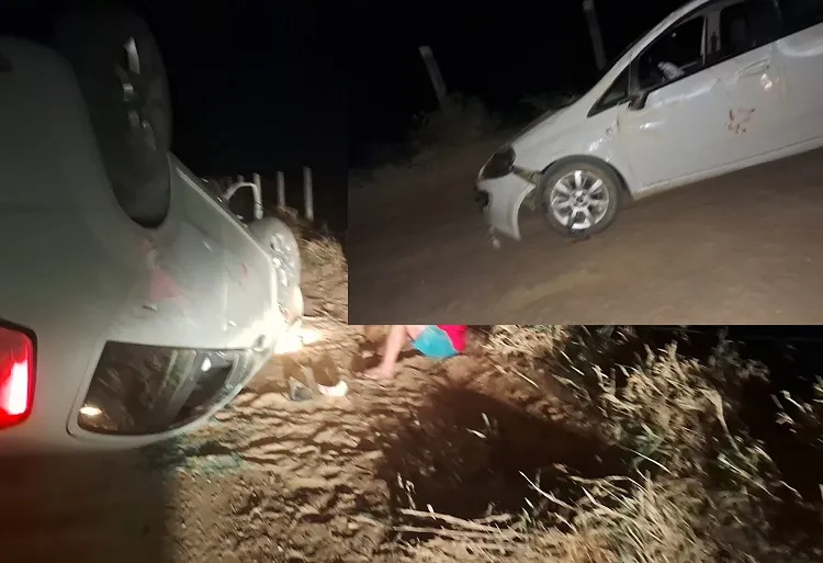 Mais acidente: Carro capota na Estrada do Palhal, Linhares