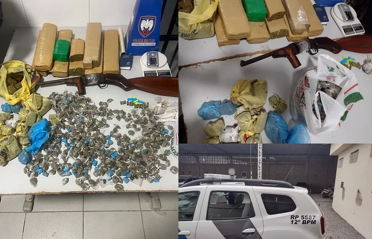 9 tabletões e centenas de buchas de maconha, além de crack e cocaína apreendidos. 2 detidos em Linhares