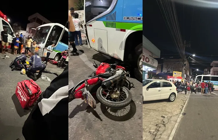 Entregador sai gravemente ferido de acidente no Linhares V. Moto x ônibus