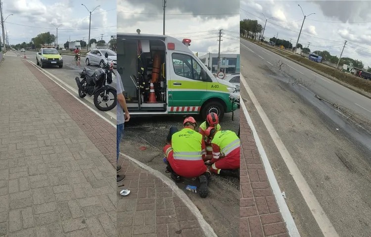 Motociclista ferido ao cair sobre óleo na BR-101, em frente ao Shopping, Linhares. “Foi o quarto”
