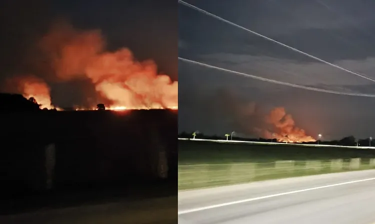 Fogo assusta em Linhares. “Registrei da Estrada do Pontal”