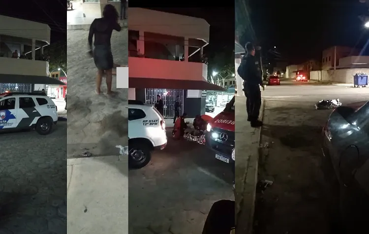 Homem é morto a facadas no Interlagos, Linhares. Mulher se desespera ao lado do corpo