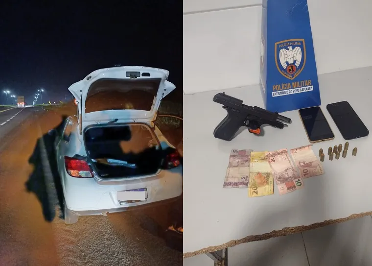Motorista de app detido, arma roubada na Serra apreendida em ocorrência da PM que começou no Jocafe