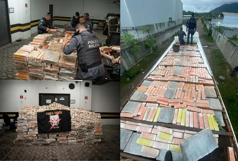 Detalhes: Quase três toneladas de maconha apreendidas pela PM na Serra. 4 detidos