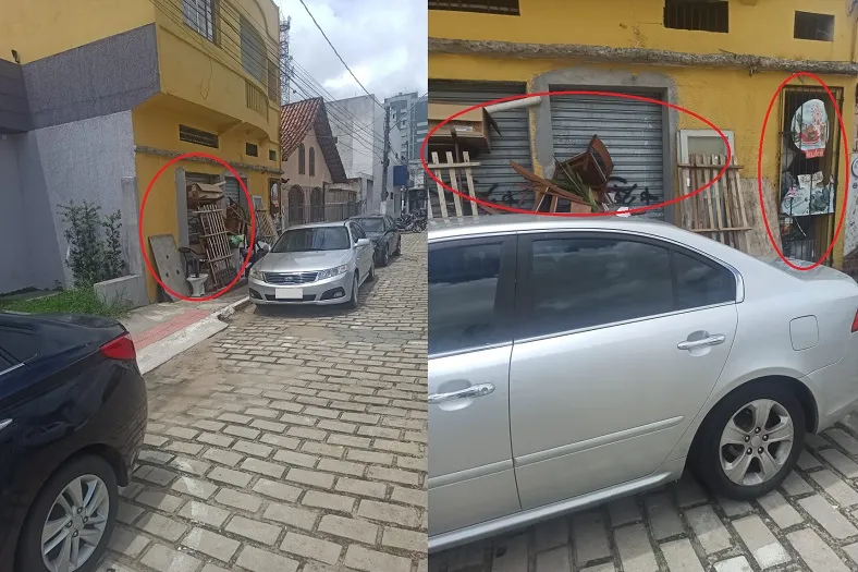 Casa-problema no Centro de Linhares. “Escondem coisas ali. Passo todos os dias e vejo”