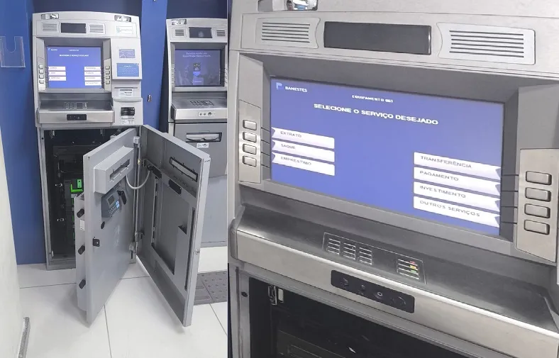Caixa eletrônico é encontrado aberto em agência bancária de Linhares