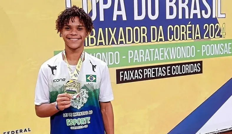 Aos 14 anos, Gabriel Oliveira é “Campeão de tudo” no taekwondo