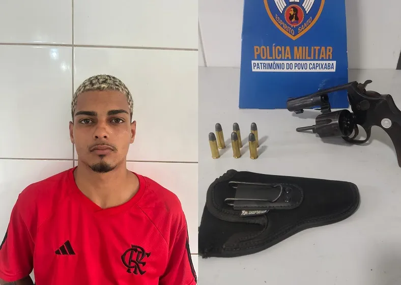 Jovem flagrado com arma 10 dias após flagra em posse de drogas em Sooretama