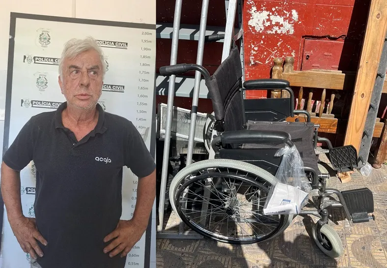 Comerciante é preso em Linhares após PC encontrar cadeira de rodas furtada à venda na loja dele
