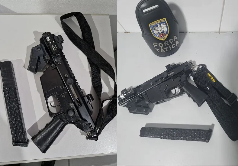 Submetralhadora é “achada” na rua em Linhares, e entregue no 12º Batalhão da PM