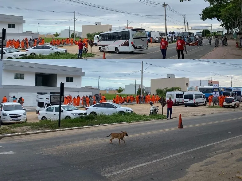 Protesto na Estrada do Pontal, Linhares. “Faz o L”, diz leitor