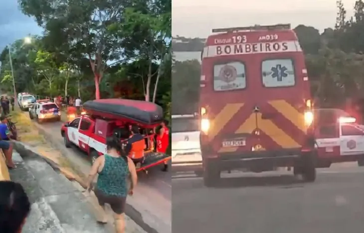 Lagoa: Curiosos acompanham trabalhos da PM e Bombeiros em Linhares