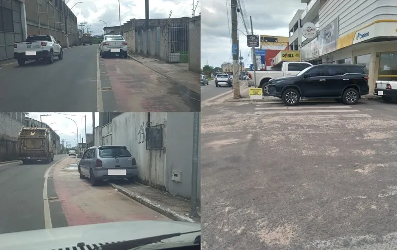 Carros nas ciclovias, calçadas e faixas de pedestres em Linhares