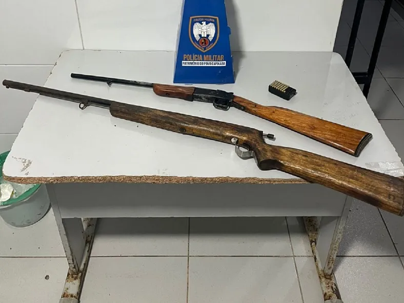 G.A. apreende armas de fogo e munições em Bebedouro, Linhares. 2 indivíduos detidos