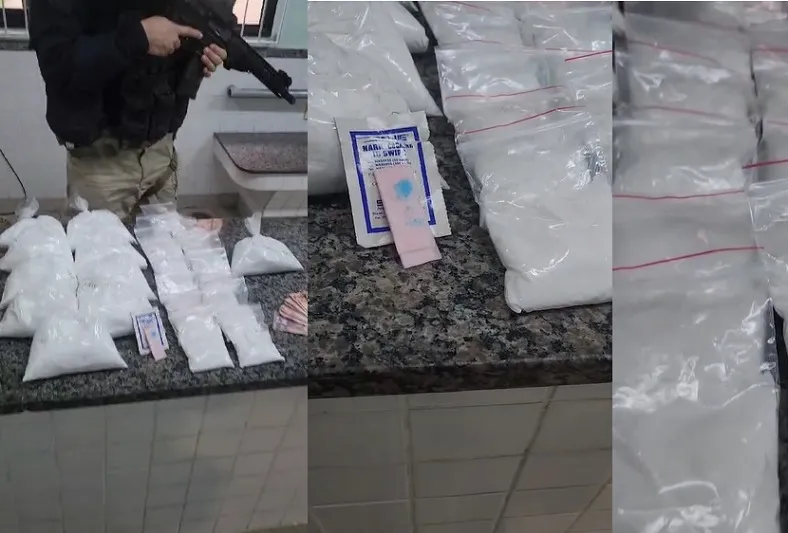 Motorista de Corolla preso e cocaína apreendida pela PRF na BR-101, em Guarapari