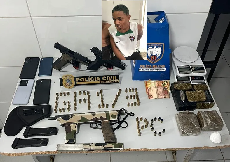 Procurado pela justiça de Linhares estava com menor em carro de aplicativo: Apreensão impressiona 