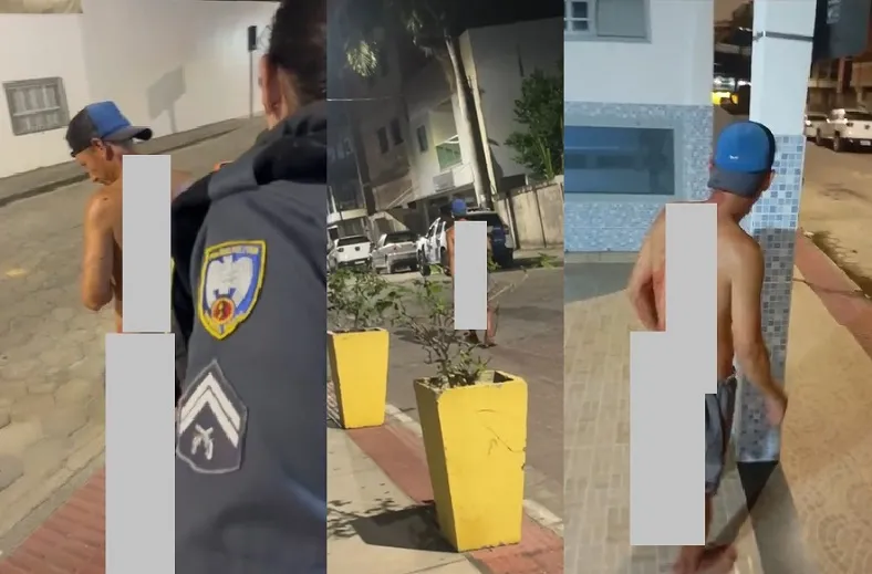 Homem ensanguentado caminha pelas ruas de Sooretama