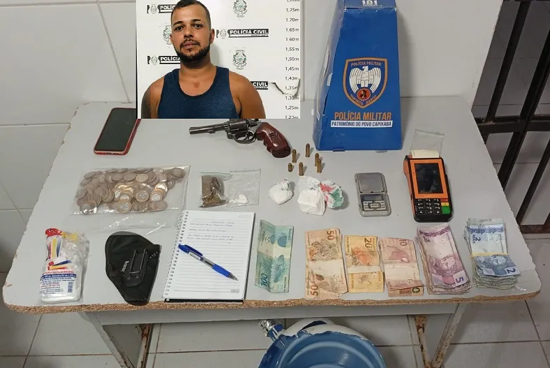 G.A. apreende drogas, arma e mais no BNH, Linhares. “Conheço políticos!”, disse abordado