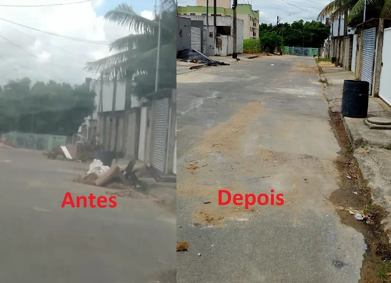 Deram um trato no Planalto, Linhares. Entulhos recolhidos com sucesso