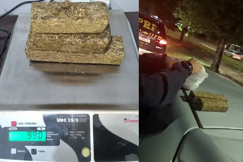 Palio com quase 1kg de maconha é abordado pela PRF em Linhares. Condutor foi preso
