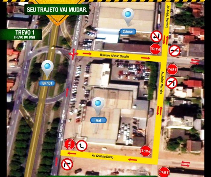 Atenção: trânsito vai mudar no Trevo da MVC e será a partir do dia 15 de dezembro