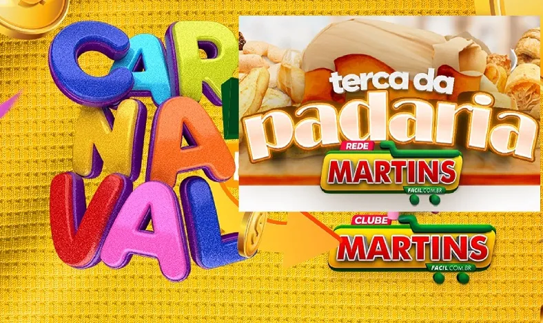 Terça da padaria com ofertas já em clima de carnaval no Martinsfácil