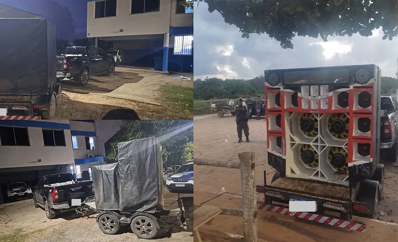 “Paredão” de som apreendido no Pontal do Ipiranga, Linhares