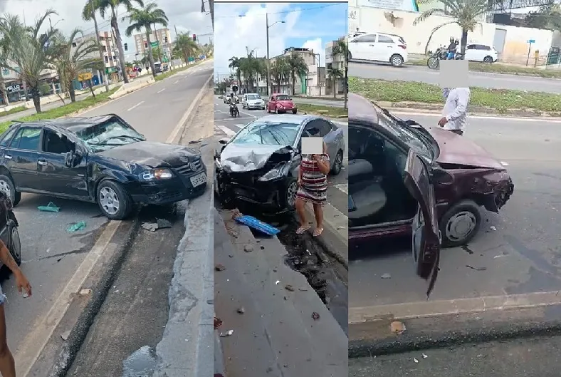 Acidente com três veículos e três vítimas socorridas na BR-101, em Linhares