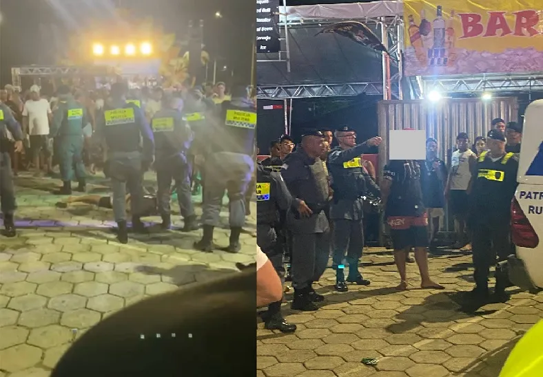 PM algema indivíduo na área de eventos da programação de carnaval no Pontal do Ipiranga