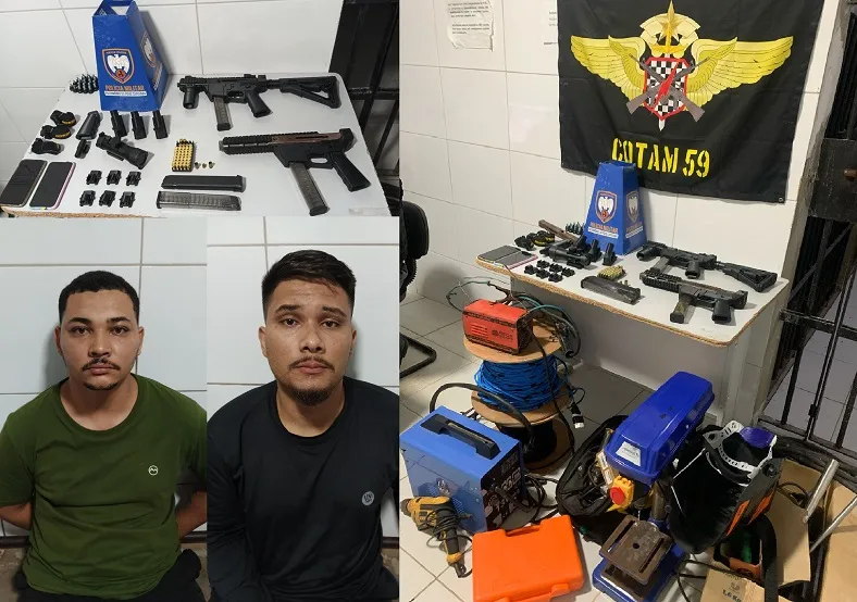 PM desbanca fábrica de armas em Linhares, e leva dois suspeitos para a delegacia