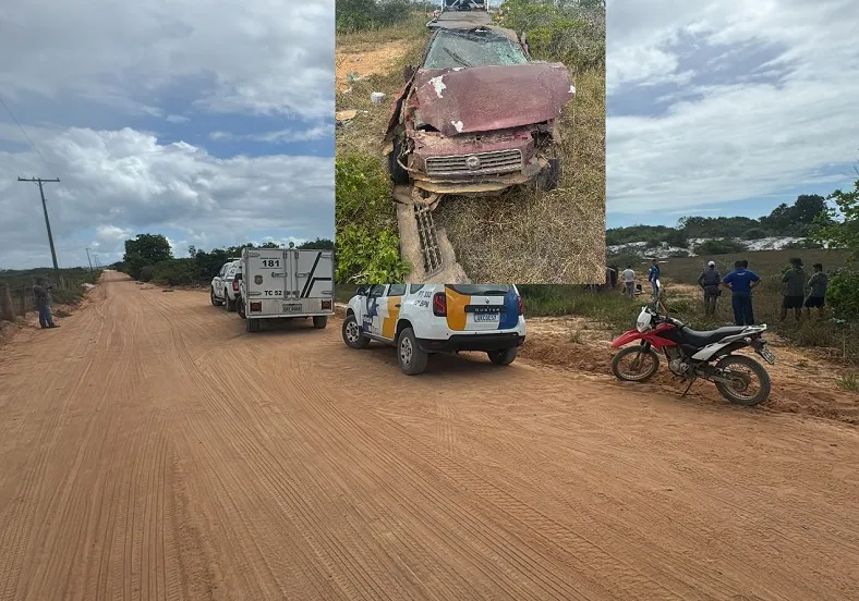 Capotamento fatal em Linhares. Vítima foi lançada para fora do veículo