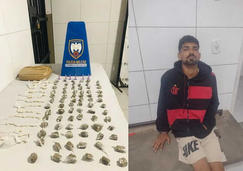 Santa Cruz: Muita droga fracionada apreendida e suspeito conduzido à delegacia de Linhares
