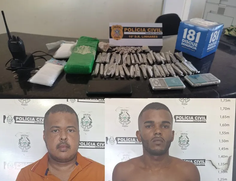 Dupla perigosa se escondia da justiça em Linhares, PC localizou, prendeu e apreendeu