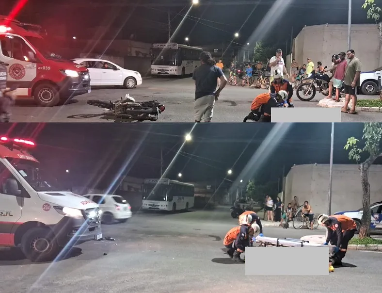 Carona de moto sai ferida de acidente no Interlagos, Linhares. Condutor não possui CNH